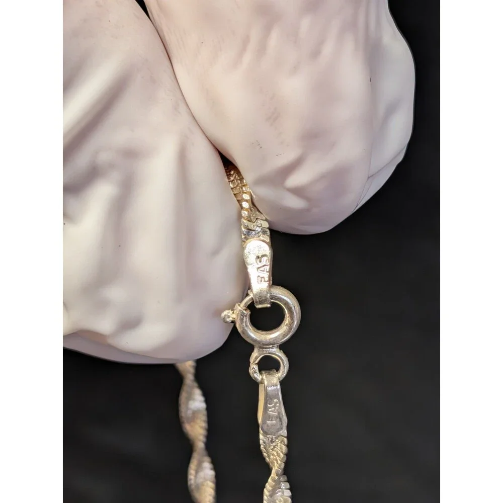 Italian 925 Sterling Silver Twisted Chain Bracelet Vintage 7
